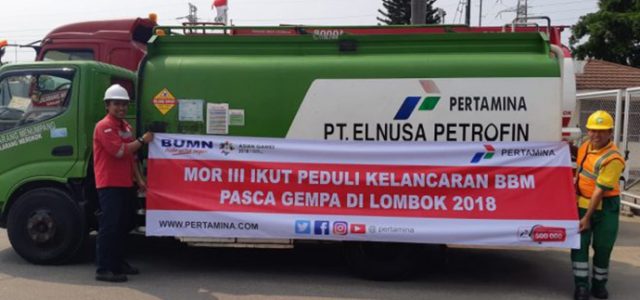 Pertamina MOR III Kirim Bantuan untuk Korban Gempa di Lombok