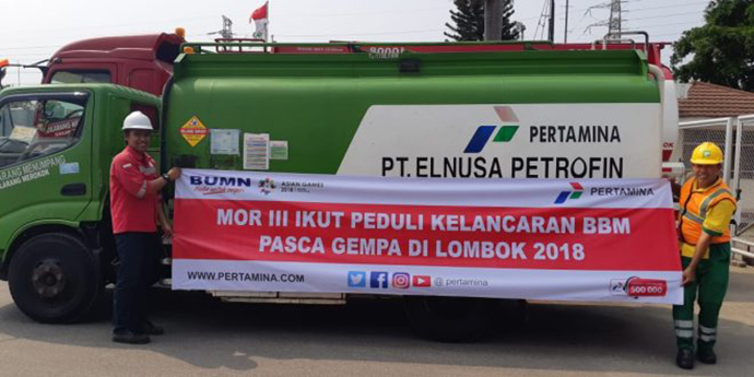 Pertamina MOR III Kirim Bantuan untuk Korban Gempa di Lombok