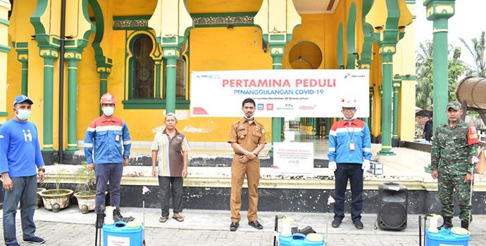 Pertamina MOR I Disinfektasi  di 30 Titik Sarana Umum