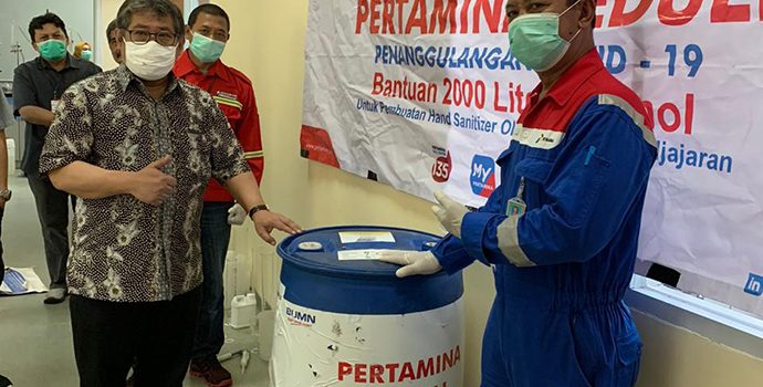 Sinergi Pertamina – Unpad, Produksi Hand Sanitizer untuk Kegiatan Sosial