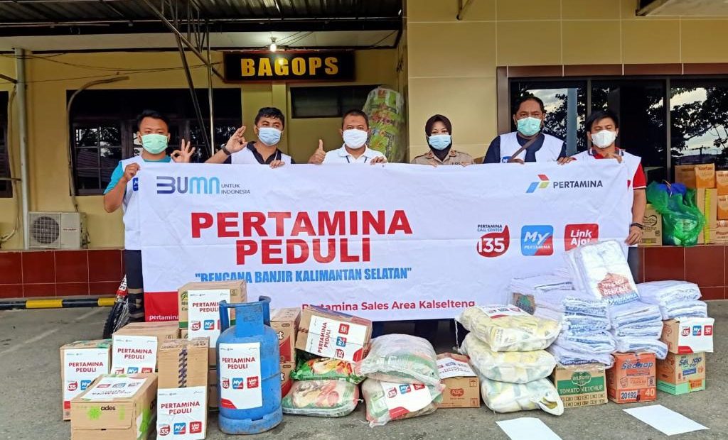 pertamina bantu ratusan paket sembako untuk korban banjir di kalsel