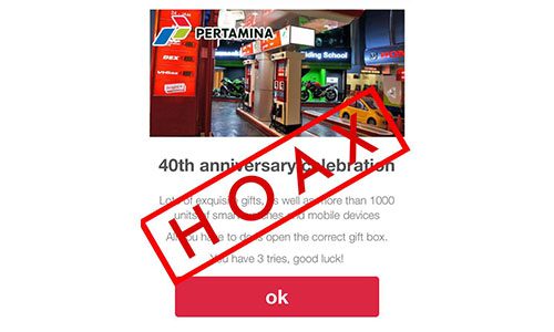Gift Perayaan 40 Pertamina, Hoax