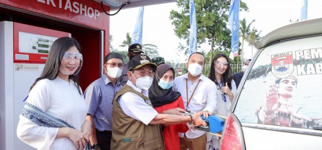 Pertashop Pertamina di Desa Buko Poso, Kecamatan Way Serdang Diresmikan