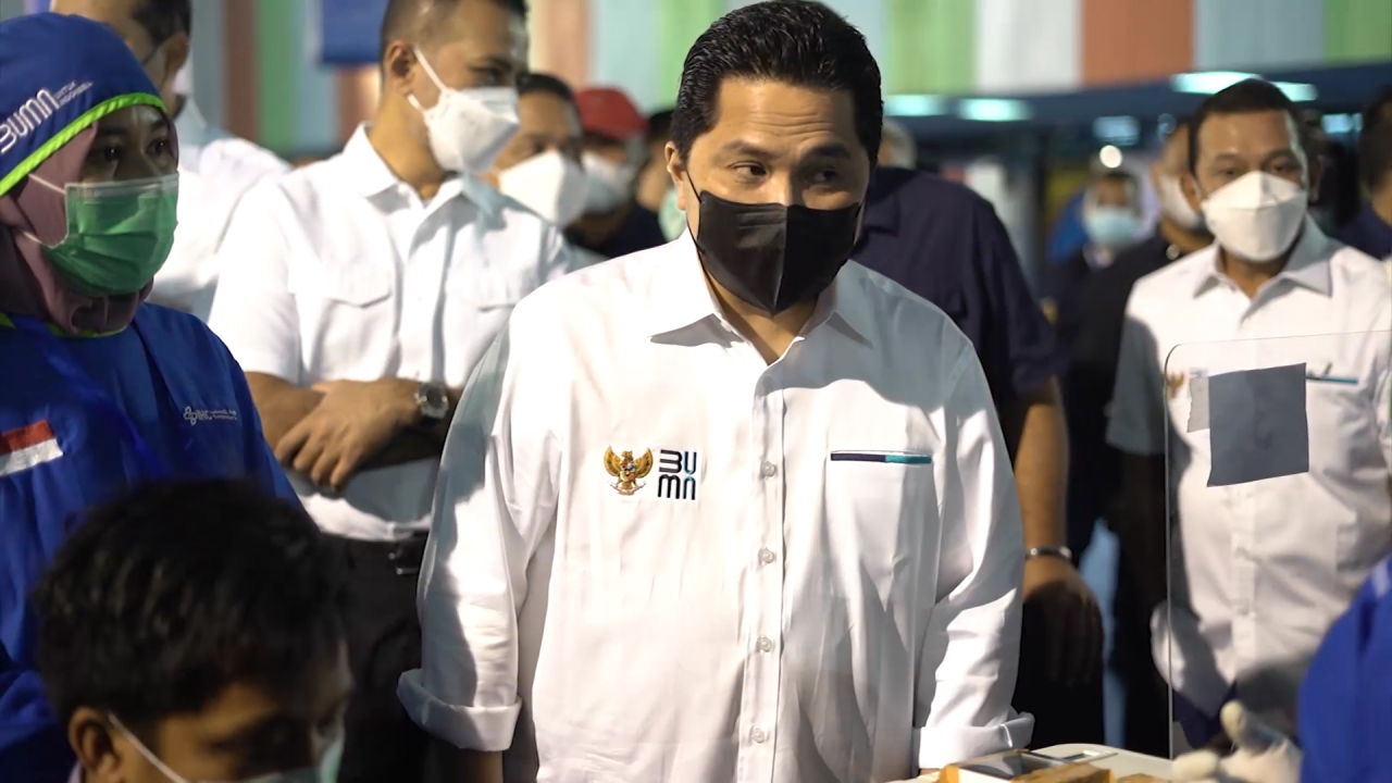 didukung ihc, kemenkes dan pemda, erick thohir resmikan sentra vaksin di medan