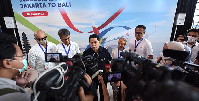 Menteri BUMN Lepas Pelita Airbus A320 Layani Penerbangan Perdana Jakarta-Bali-Jakarta
