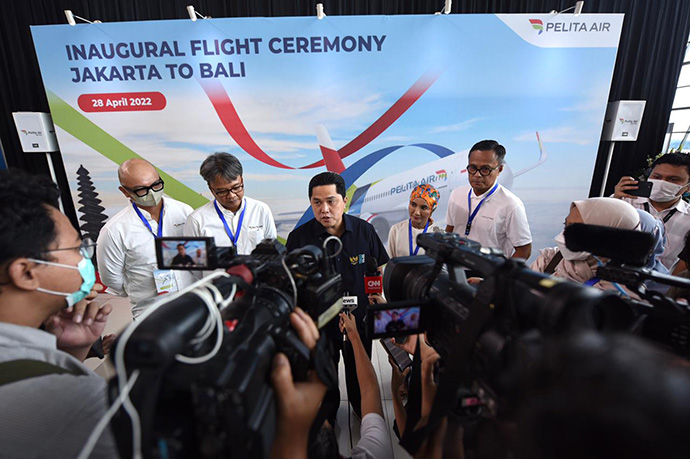 Menteri BUMN Lepas Pelita Airbus A320 Layani Penerbangan Perdana Jakarta-Bali-Jakarta