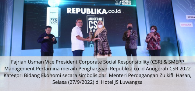 Diganjar Penghargaan CSR Award 2022, Pertamina Dinilai Berhasil Gerakkan Perekonomian Nasional