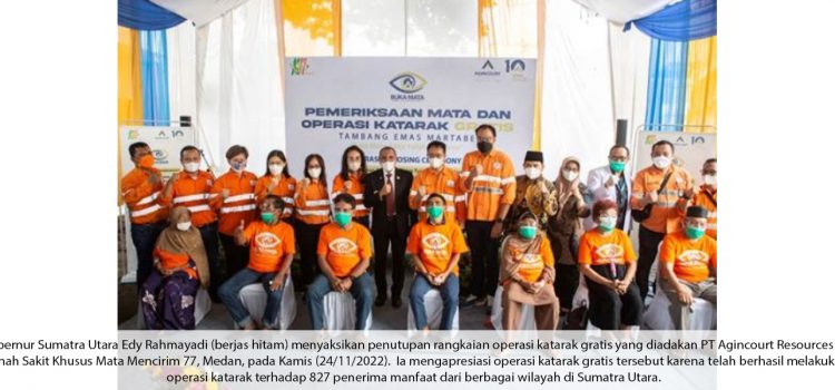 PTAR Tutup Rangkaian Operasi Katarak Gratis, 827 Mata Buta Katarak Disembuhkan
