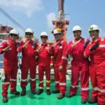 Kapal seismik Ramford Sovereign untuk survei potensi gas bumi di Kalimantan Timur.